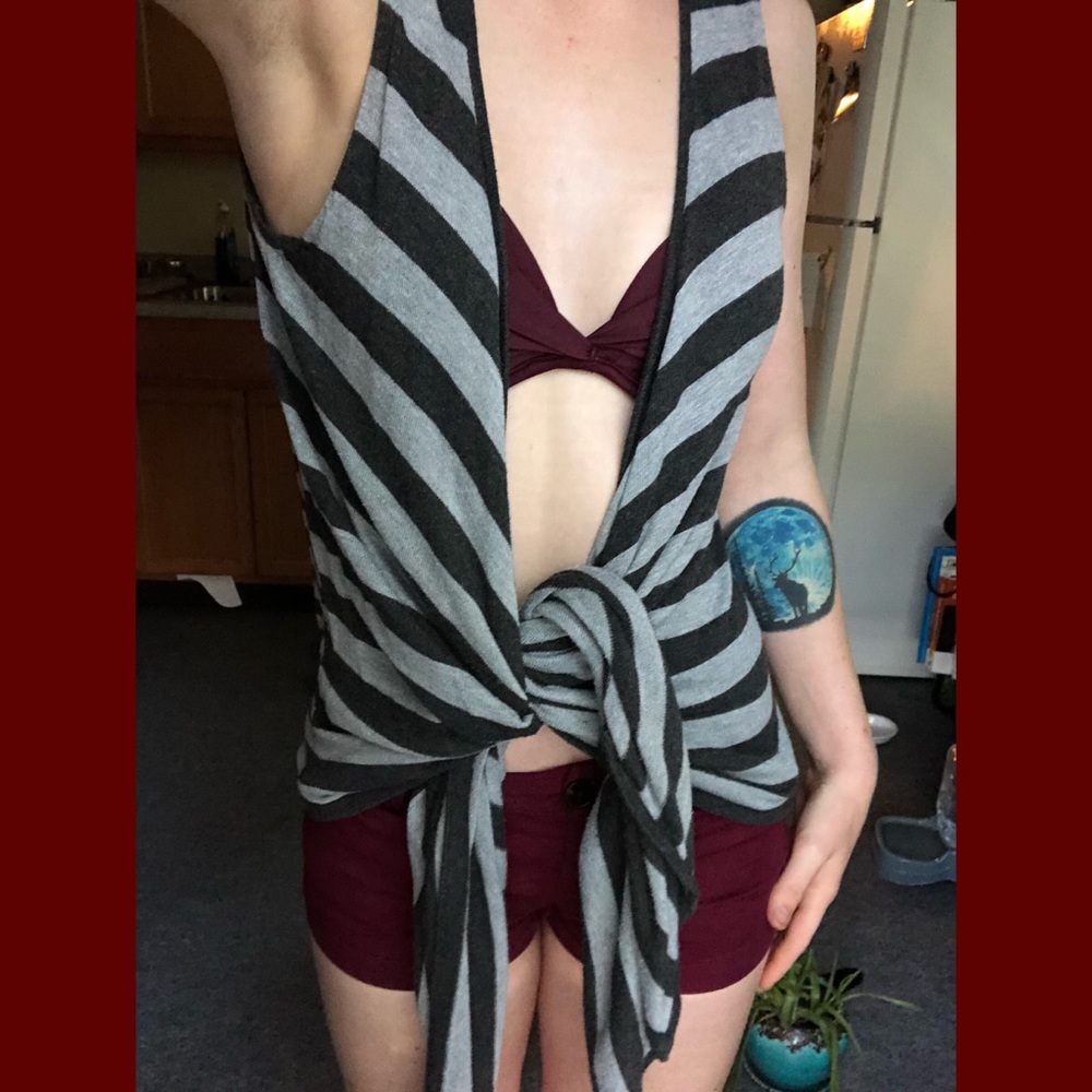 100% Rayon striped cardigan